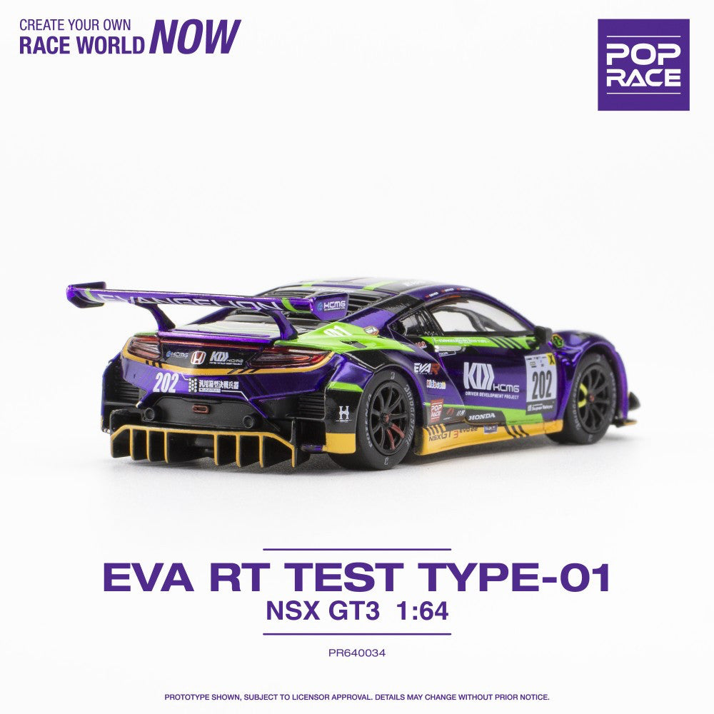 Pop Race Honda NSX GT3 EVO22 Eva Test TYPE-01 KCMG 1/64 Scale