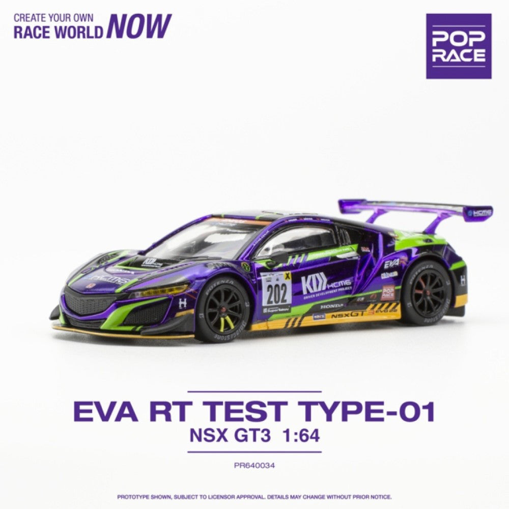 Pop Race Honda NSX GT3 EVO22 Eva Test TYPE-01 KCMG 1/64 Scale