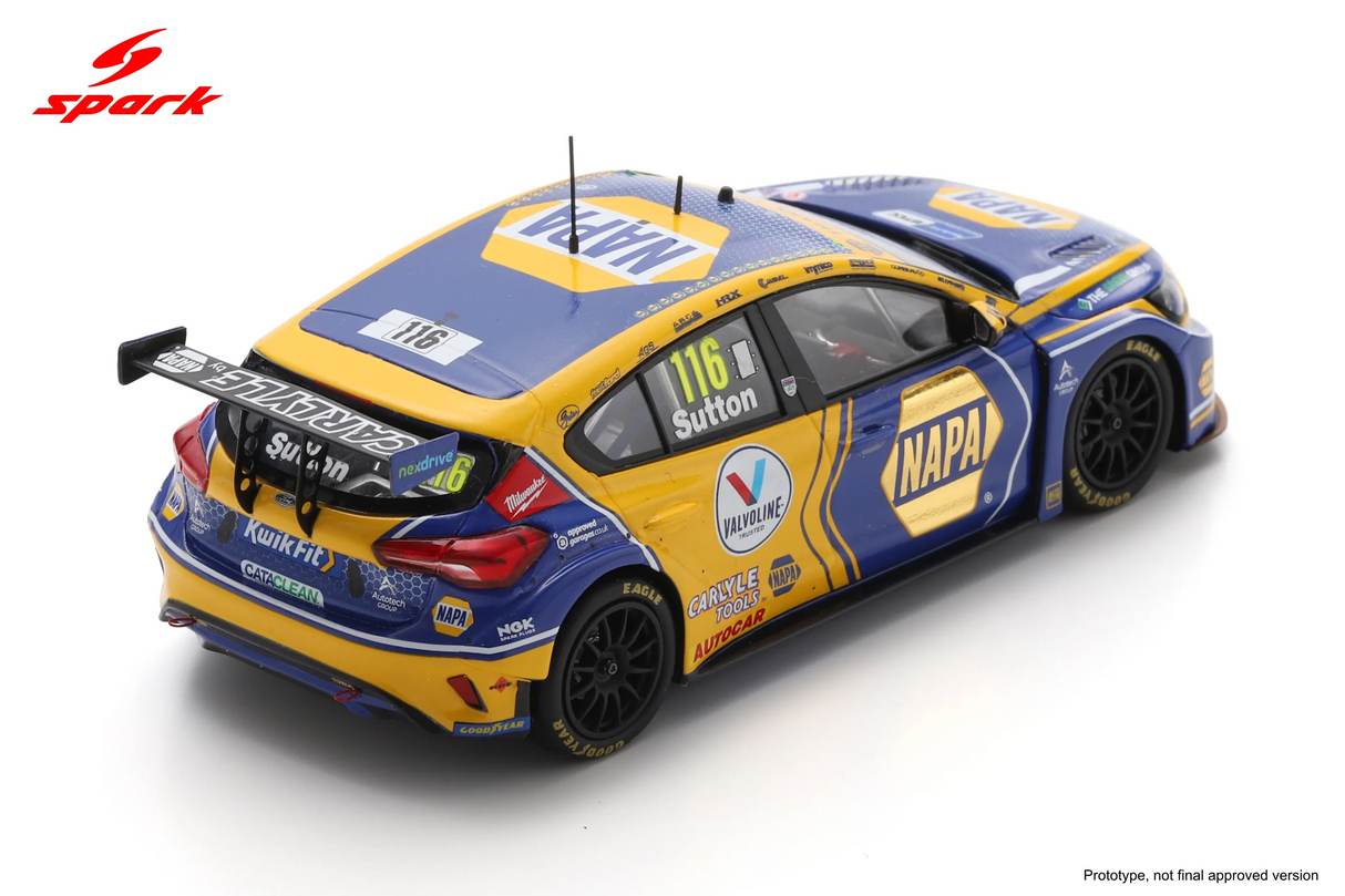 Spark Ford Focus BTCC #116 Ashley Sutton NAPA Racing 2023 Champion 1/43 Scale UK043