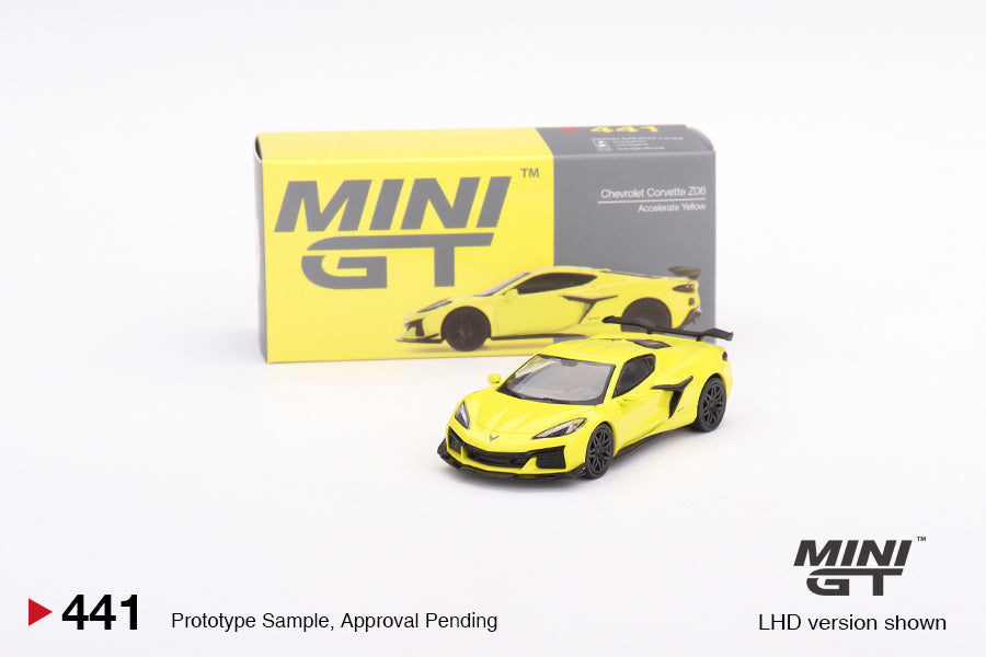 Mini GT Chevrolet Corvette Z06 2023 Accelerate Yellow (LHD) 1/64 Scale