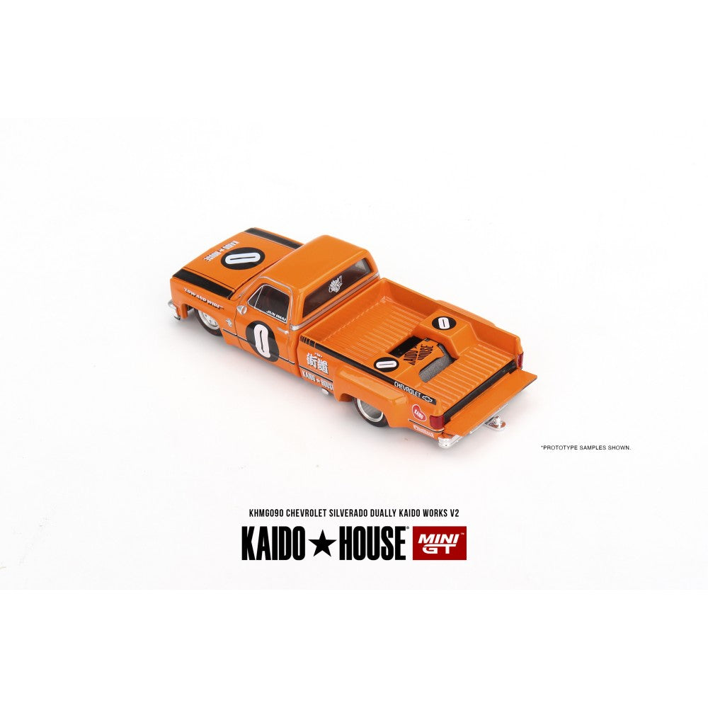 Mini GT x Kaido House Chevrolet Silverado Dually Kaido Works V2 Orange 1/64 Scale