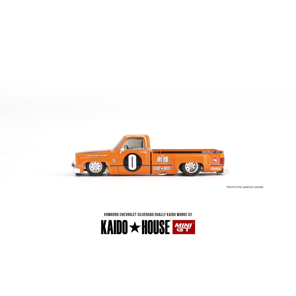 Mini GT x Kaido House Chevrolet Silverado Dually Kaido Works V2 Orange 1/64 Scale