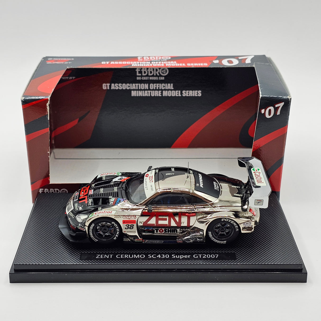 EBBRO Lexus SC430 #38 ZENT Toyota Team Cerumo Super GT GT500 2007 1/43 Scale
