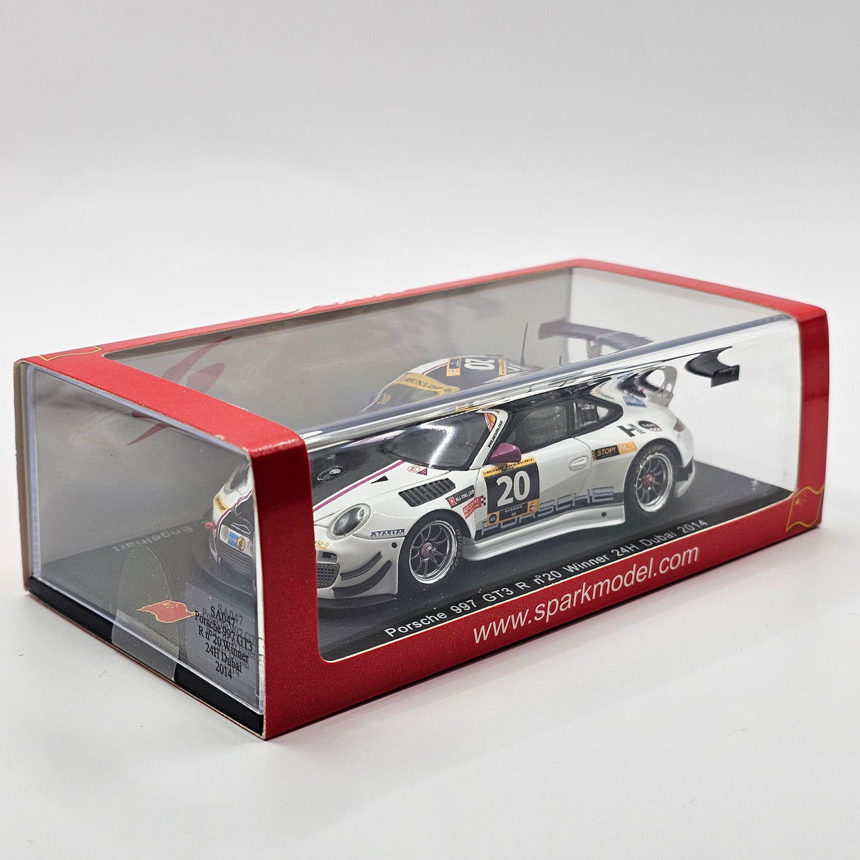 Spark Porsche 997 GT3-R #20 Stadler Motorsport 24Hrs Dubai 2014 Winner 1/43 Scale