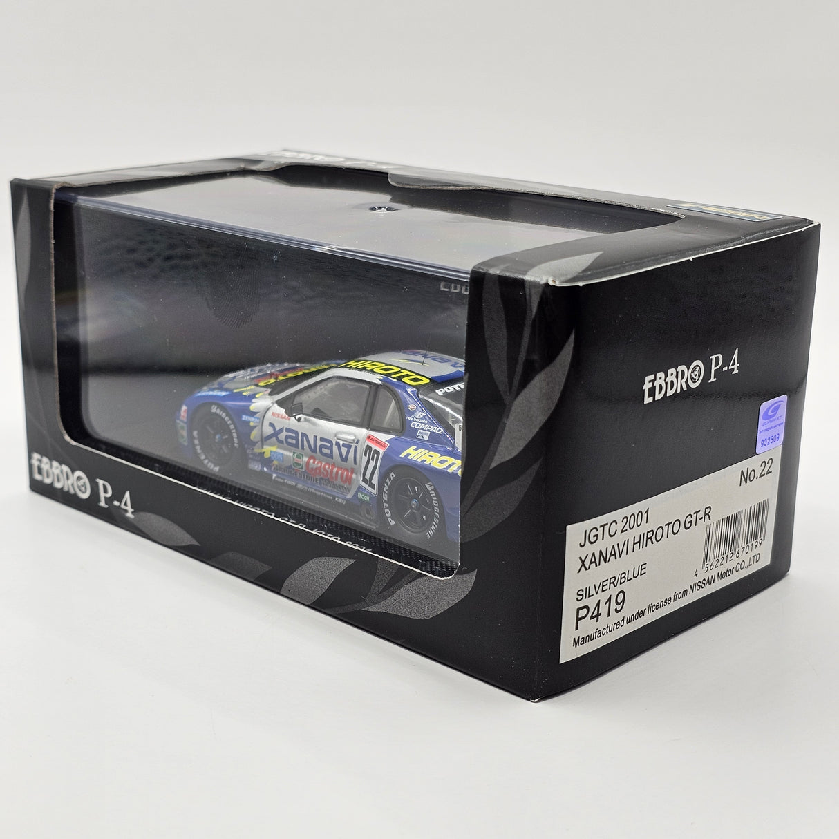 EBBRO P4 Nissan Skyline R34 GT-R #22 Xanavi Hiroto JGTC GT500 2001 1/43 Scale