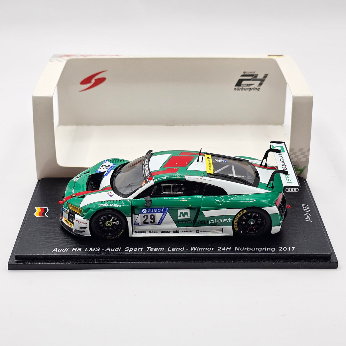 Spark Audi R8 LMS #29 Audi Sport Team Land Winner 24Hrs Nurburgring 2017 1/43 Scale