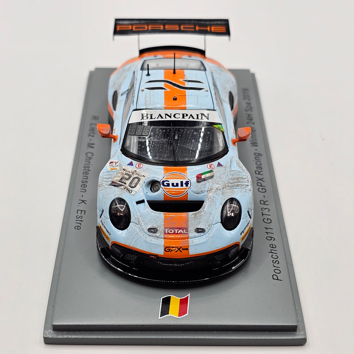 Spark Porsche 911 GT3R #20 GPX Racing 24Hrs Spa 2019 Winner Weathered 1/43 Scale
