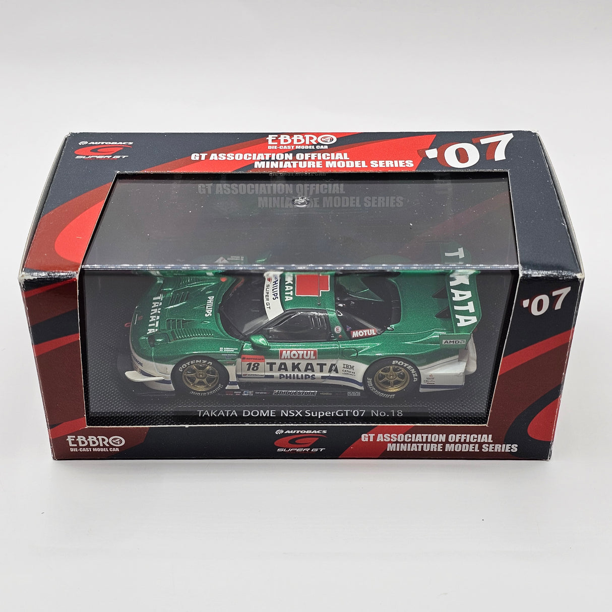EBBRO Honda NSX GT500 #18 Takata Dome Racing Super GT 2007 1/43 Scale