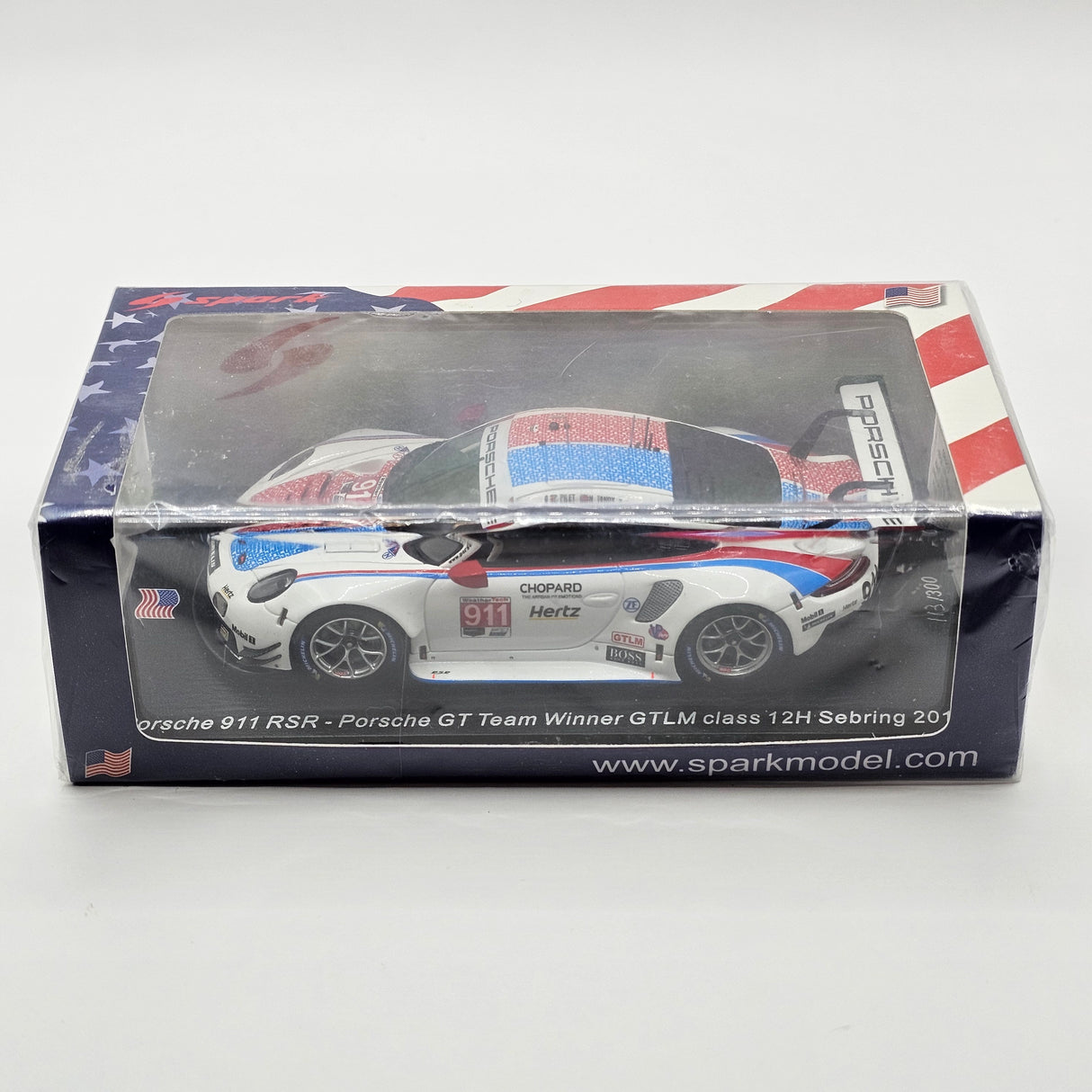 Spark Porsche 911 RSR #911 Porsche Team Winner GTLM 12Hrs Sebring 2019 1/43 Scale