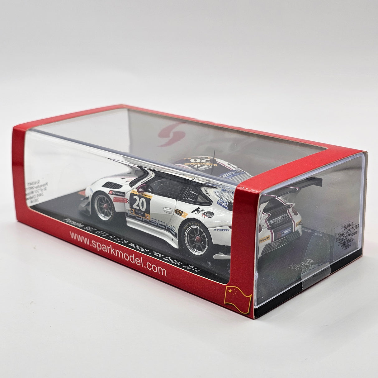 Spark Porsche 997 GT3-R #20 Stadler Motorsport 24Hrs Dubai 2014 Winner 1/43 Scale