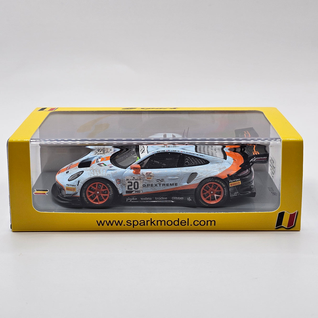 Spark Porsche 911 GT3R #20 GPX Racing 24Hrs Spa 2019 Winner Weathered 1/43 Scale