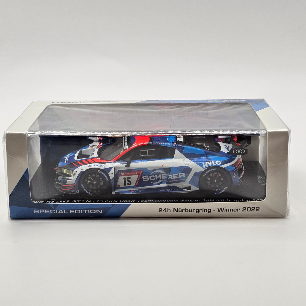 Spark Audi R8 LMS GT3 #15 Team Phoenix Winner Nurburgring 24Hrs 2022 1/43 Scale