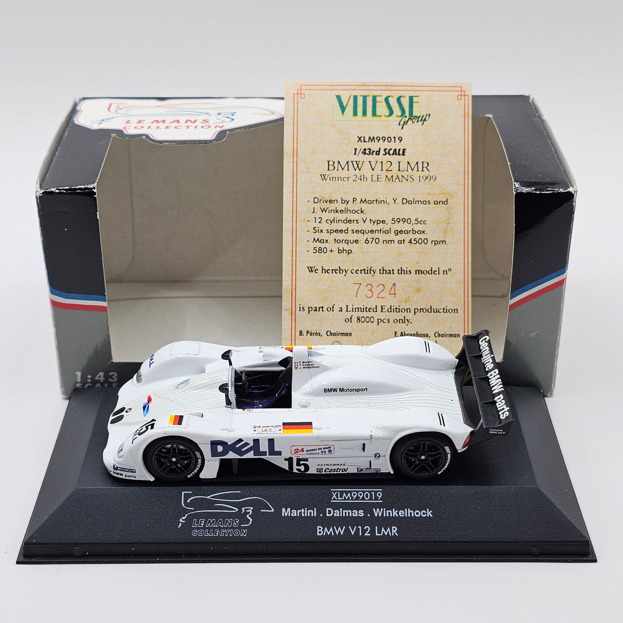 Onyx BMW V12 LMR #15 Team BMW Motorsport 24Hrs Le Mans Winner 1999 1/43 Scale