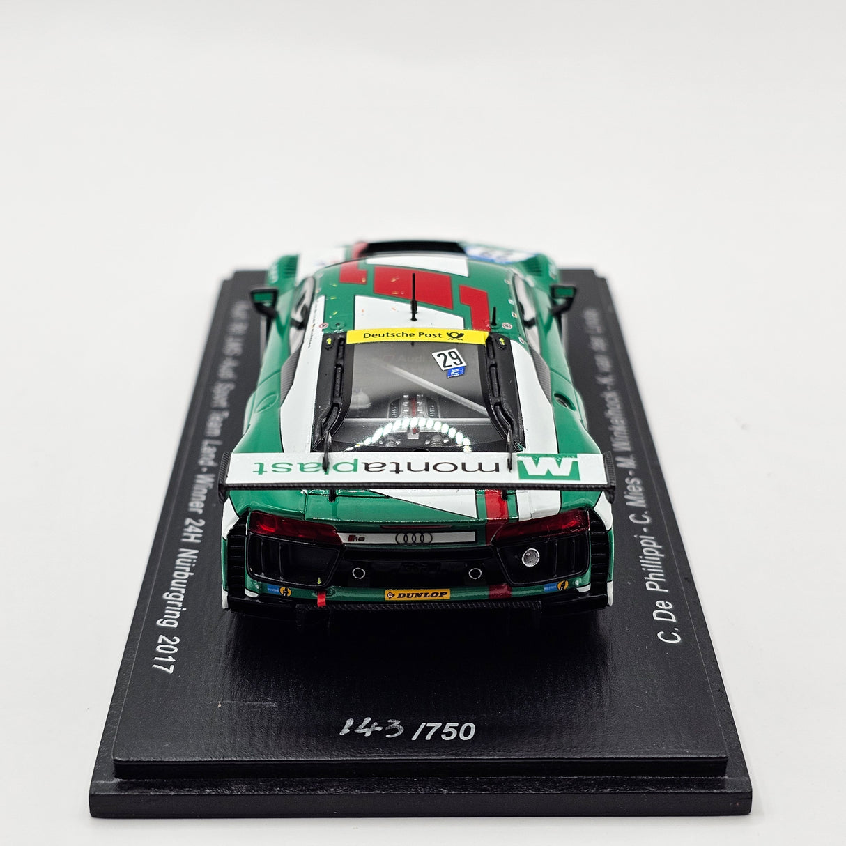 Spark Audi R8 LMS #29 Audi Sport Team Land Winner 24Hrs Nurburgring 2017 1/43 Scale
