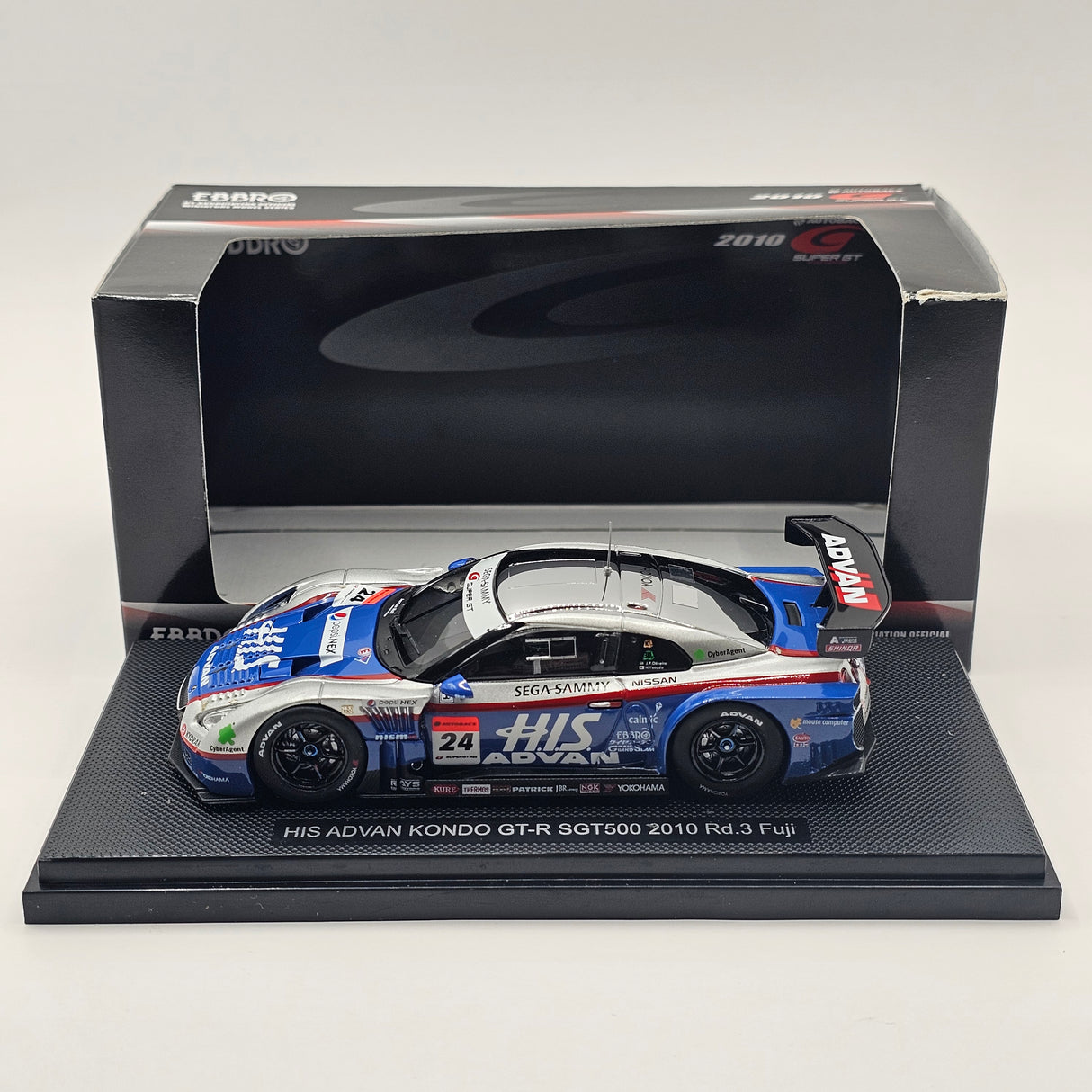 EBBRO Nissan GT-R #24 HIS Advan Kondo Super GT GT500 Rd.3 Fuji 2010 1/43 Scale