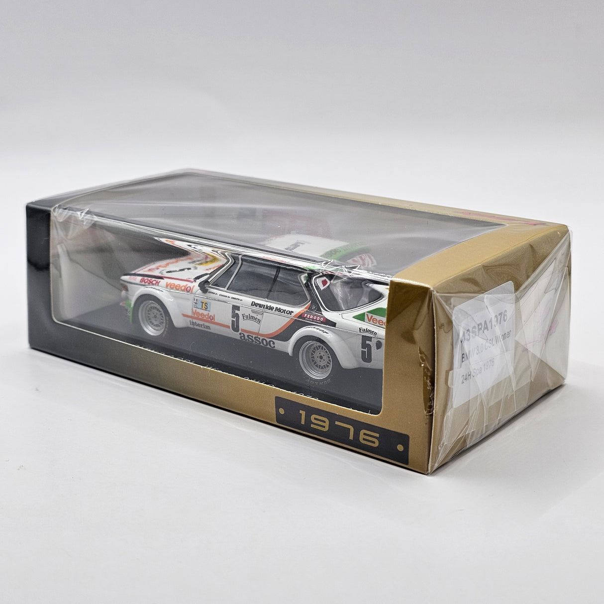 Spark BMW 3.0 CSL #5 Ecurie Jemeda Winner 24 Hours of Spa 1976 1/43 Scale 43SPA1976