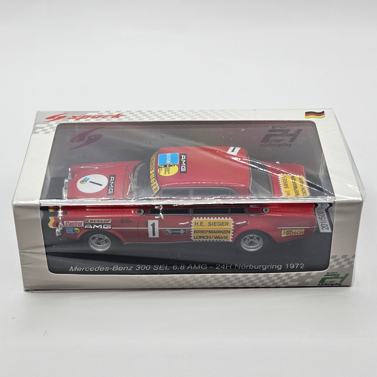 Spark Mercedes Benz 300 SEL AMG #1 24Hrs Nurburgring 1972 1/43 Scale SG940