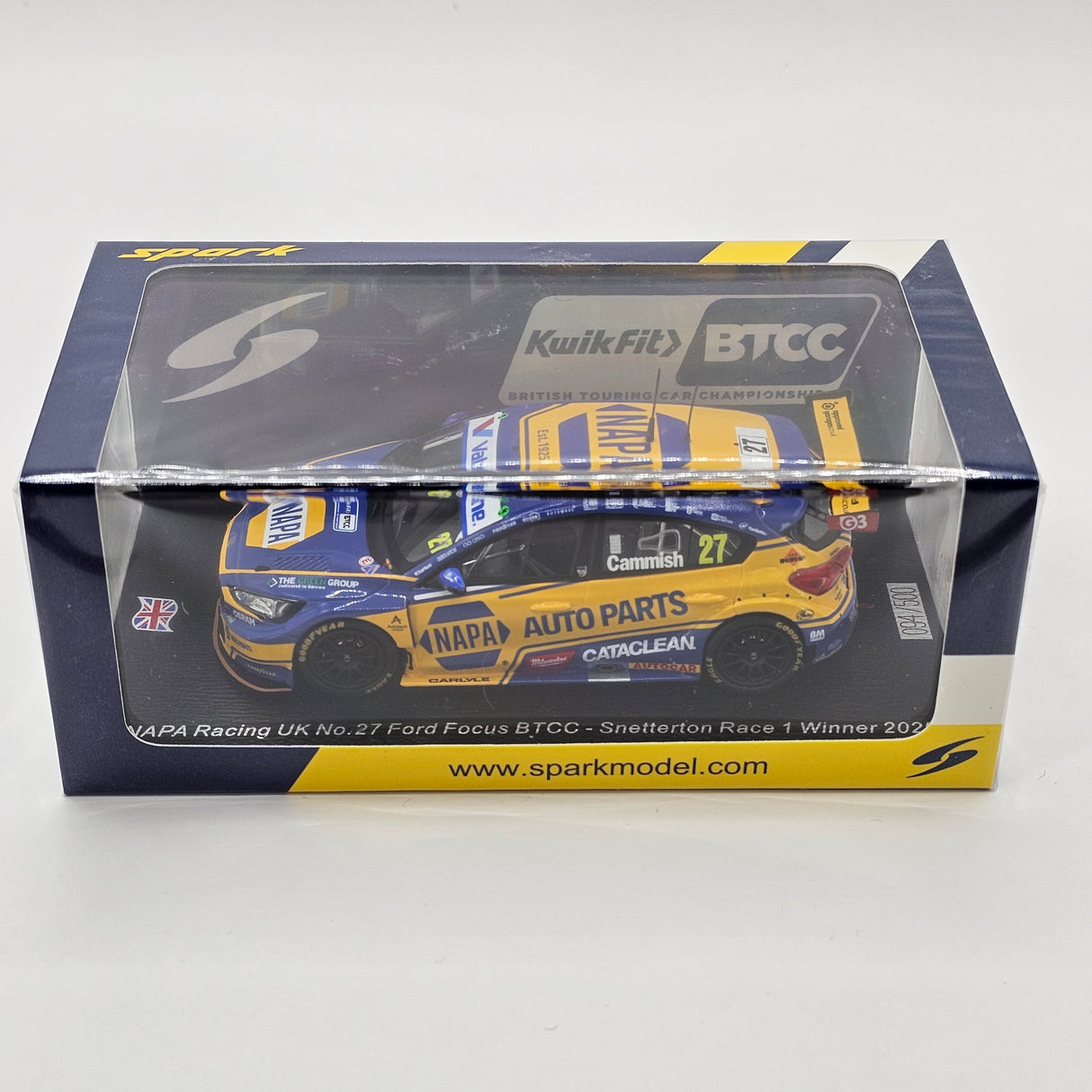 Spark Ford Focus #27 Dan Cammish BTCC 2025 Snetterton Race 1 Winner 1/43 Scale UK030