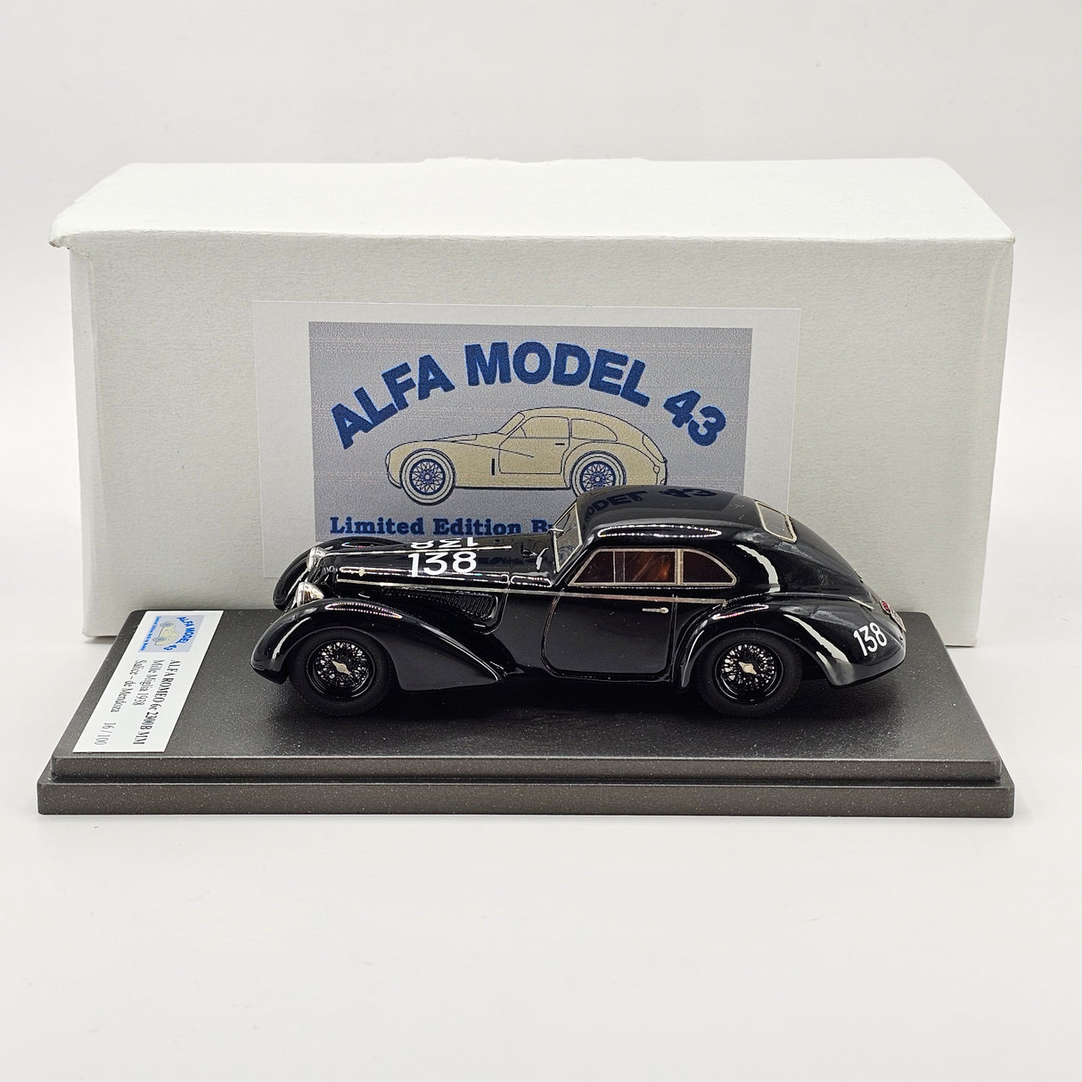 ALFAMODEL Alfa Romeo 6C 2300B MM #138 Salice / Mendoza Mille Miglia 1938 1/43 Scale