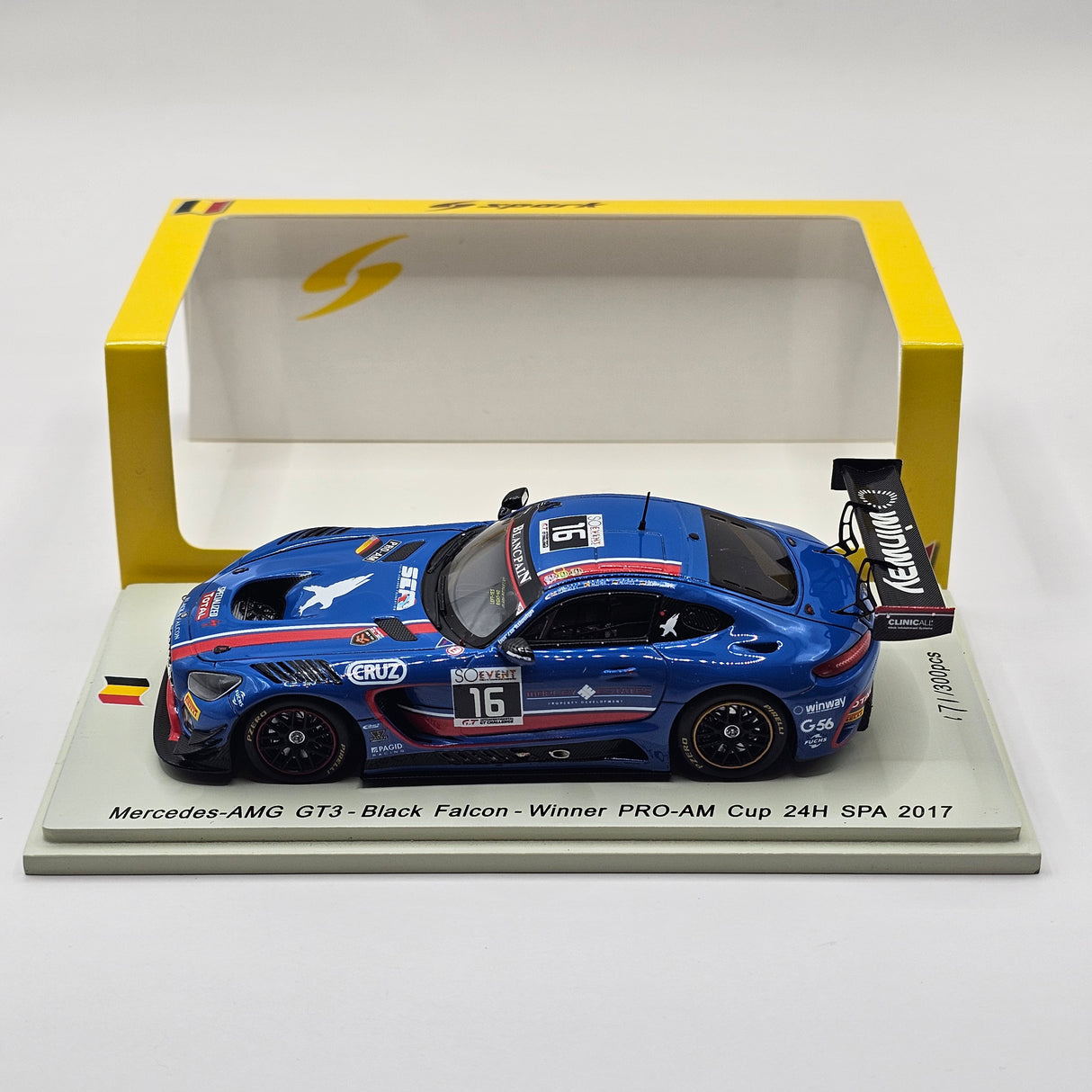 Spark Mercedes-AMG GT3 #16 Black Falcon 24Hrs Spa 2017 PRO-AM Cup Winner 1/43 Scale