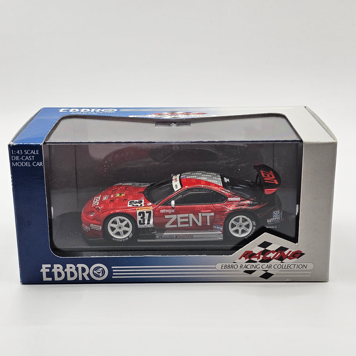 EBBRO Toyota Supra #37 Zent Toyota Team TOM'S JGTC GT500 2002 1/43 Scale