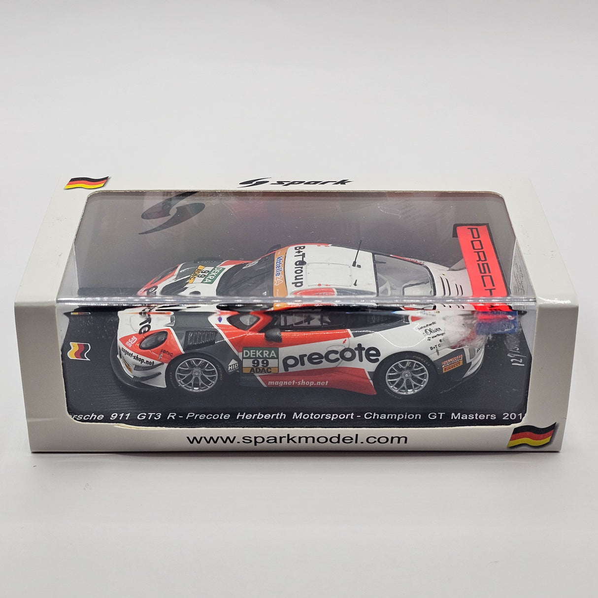 Spark Porsche 911 GT3R #99 Precote Herberth Motorsport GT Masters 2018 Champions 1/43 Scale