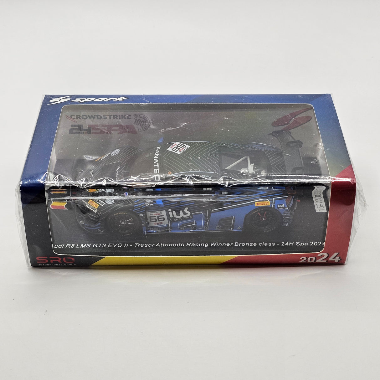 Spark Audi R8 LMS EVO II #66 Tresor Attempto Racing Bronze Winner 24Hrs Spa 2024 1/43 Scale