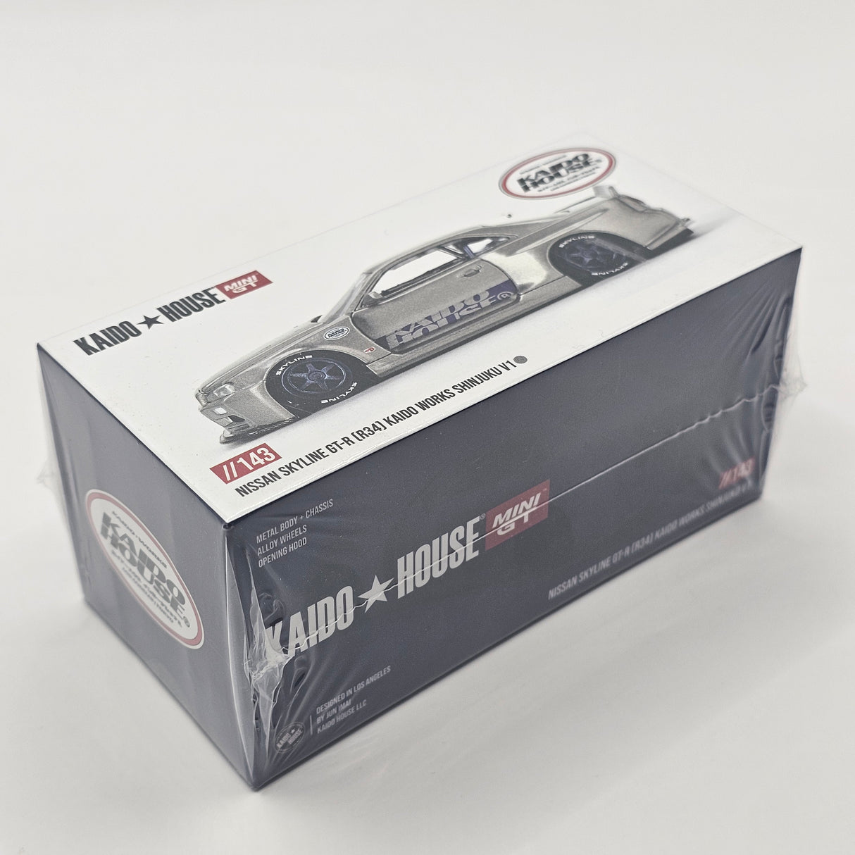 Mini GT x Kaido House Nissan Skyline R34 GT-R Kaido Works Shinjuku V1 1/64 Scale