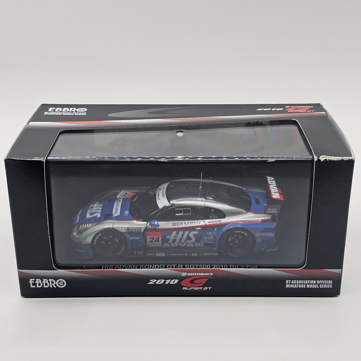 EBBRO Nissan GT-R #24 HIS Advan Kondo Super GT GT500 Rd.3 Fuji 2010 1/43 Scale