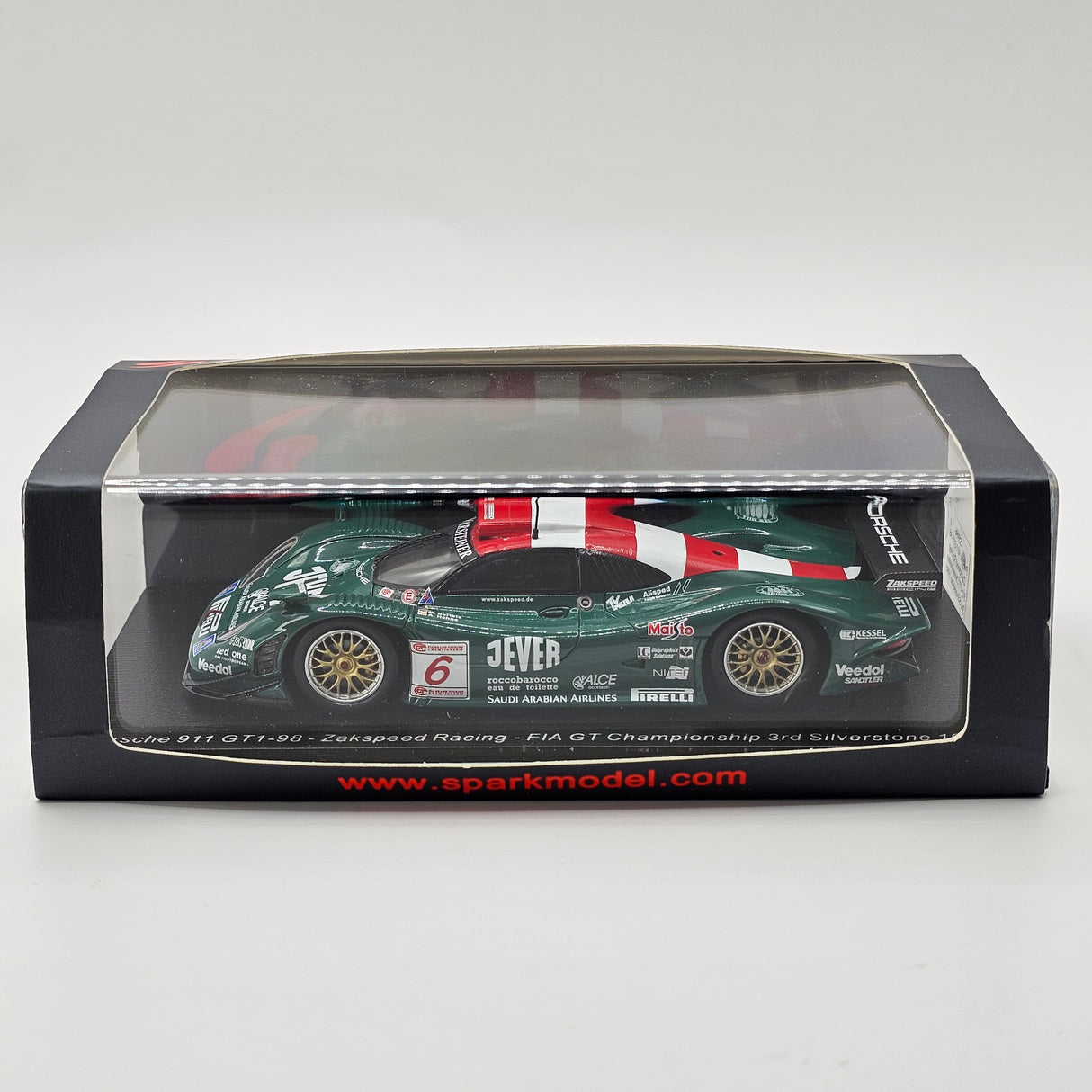 Spark Porsche 911 GT1 #6 Zakspeed Racing 3rd Silverstone 500KM 1998 1/43 Scale