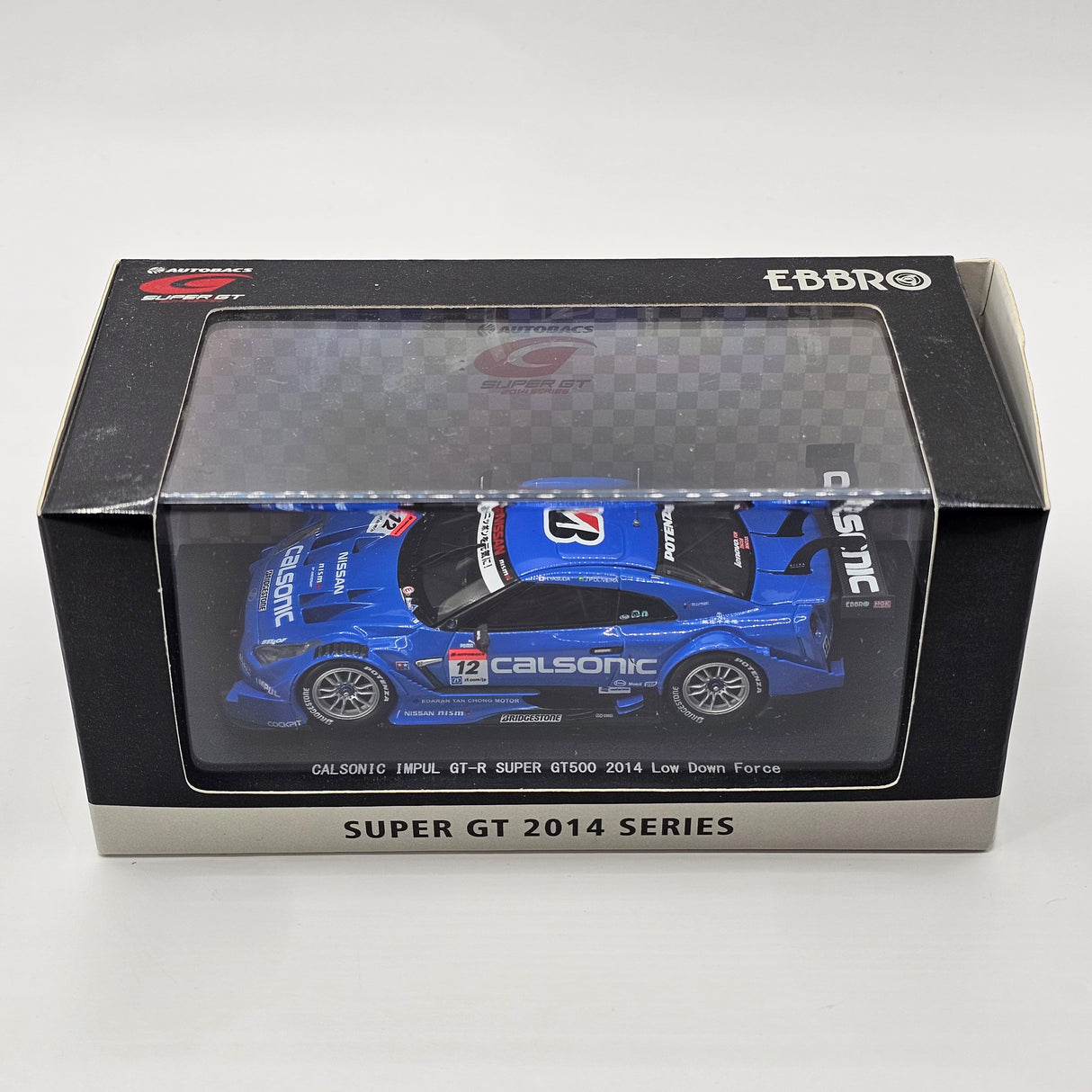 EBBRO Nissan GT-R GT500 #12 Calsonic Team Impul Super GT 2014 (L.Downforce) 1/43 Scale