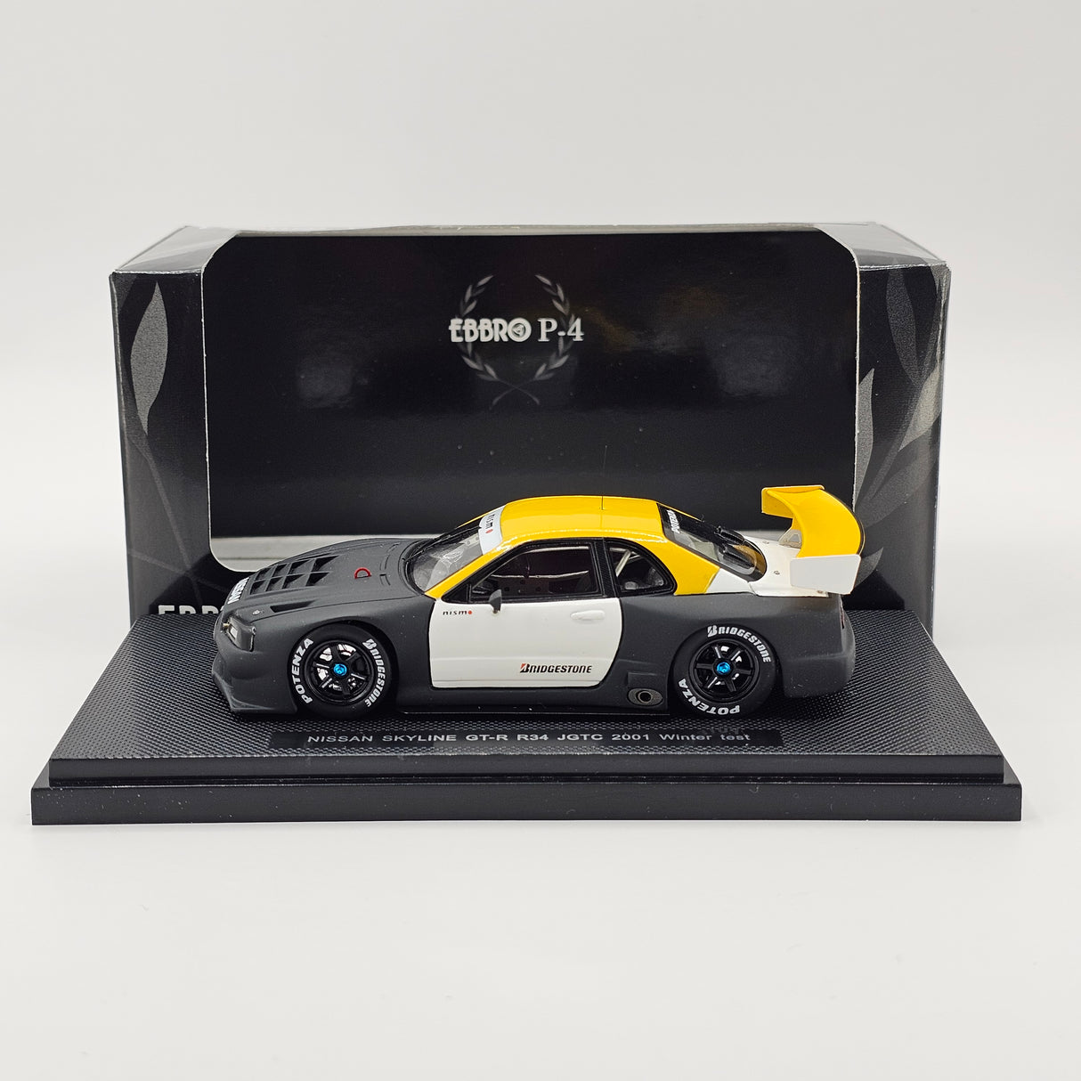 EBBRO P4 Nissan Skyline R34 GT-R NISMO JGTC GT500 2001 Test Car 1/43 Scale