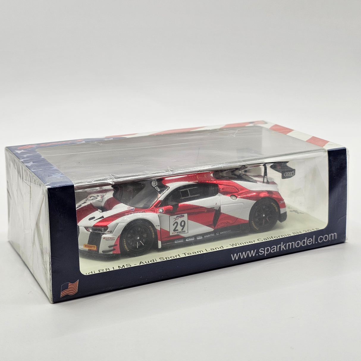 Spark Audi R8 LMS GT3 #29 Audi Sport Team Land Winner 8Hrs California 2018 1/43 Scale