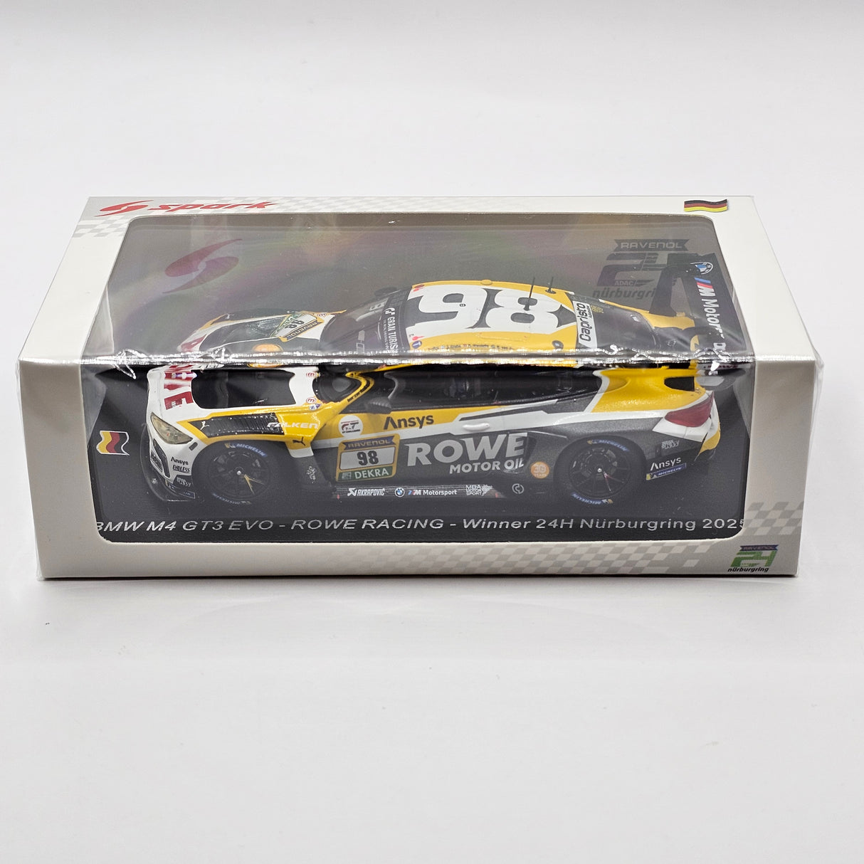 Spark BMW M4 GT3 Evo #98 Rowe Racing 24Hrs Nurburgring 2025 Winner 1/43 Scale
