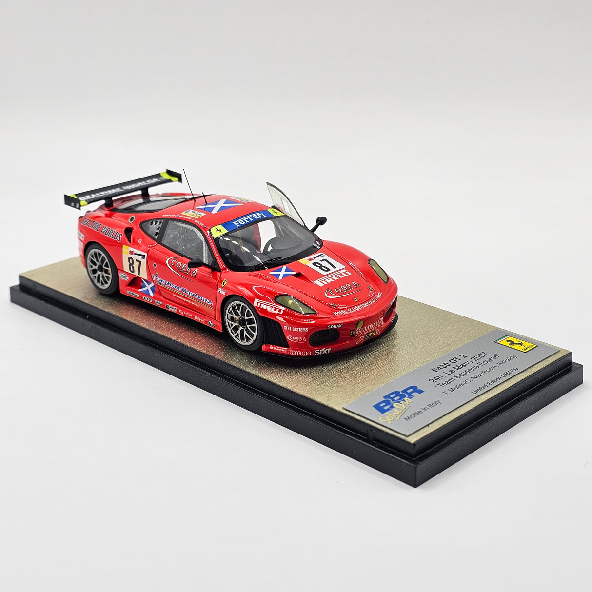 BBR Ferrari F430 GT2 #87 Scuderia Ecosse 24Hrs Le Mans 2007 1/43 Scale