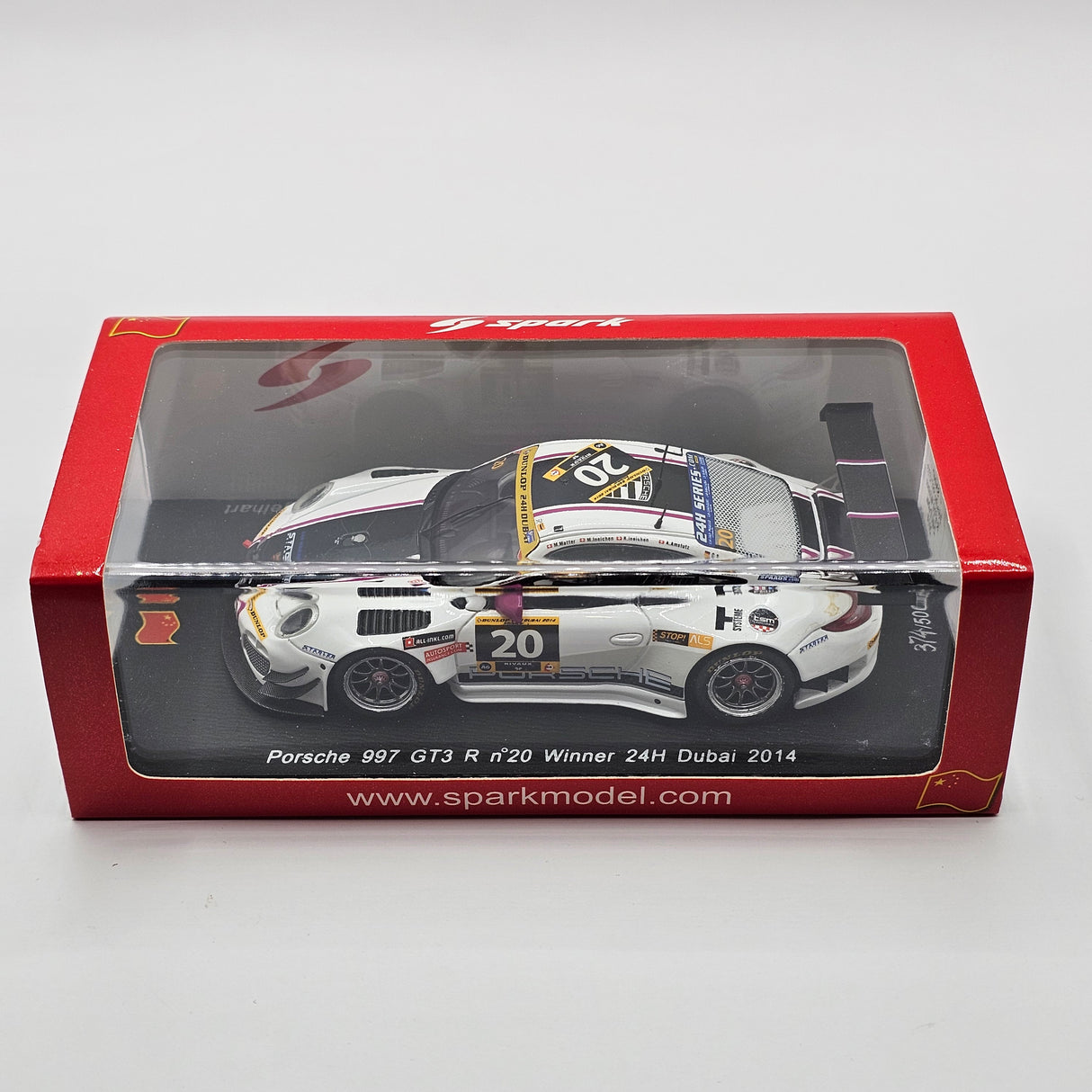 Spark Porsche 997 GT3-R #20 Stadler Motorsport 24Hrs Dubai 2014 Winner 1/43 Scale
