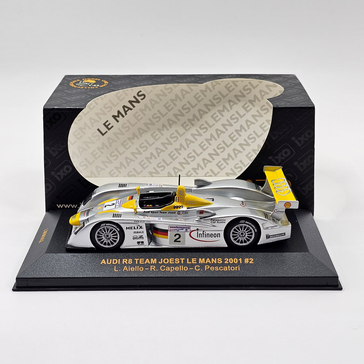 IXO Audi R8 #2 Audi Sport Team Joest Le Mans 2001 1/43 Scale LMM002