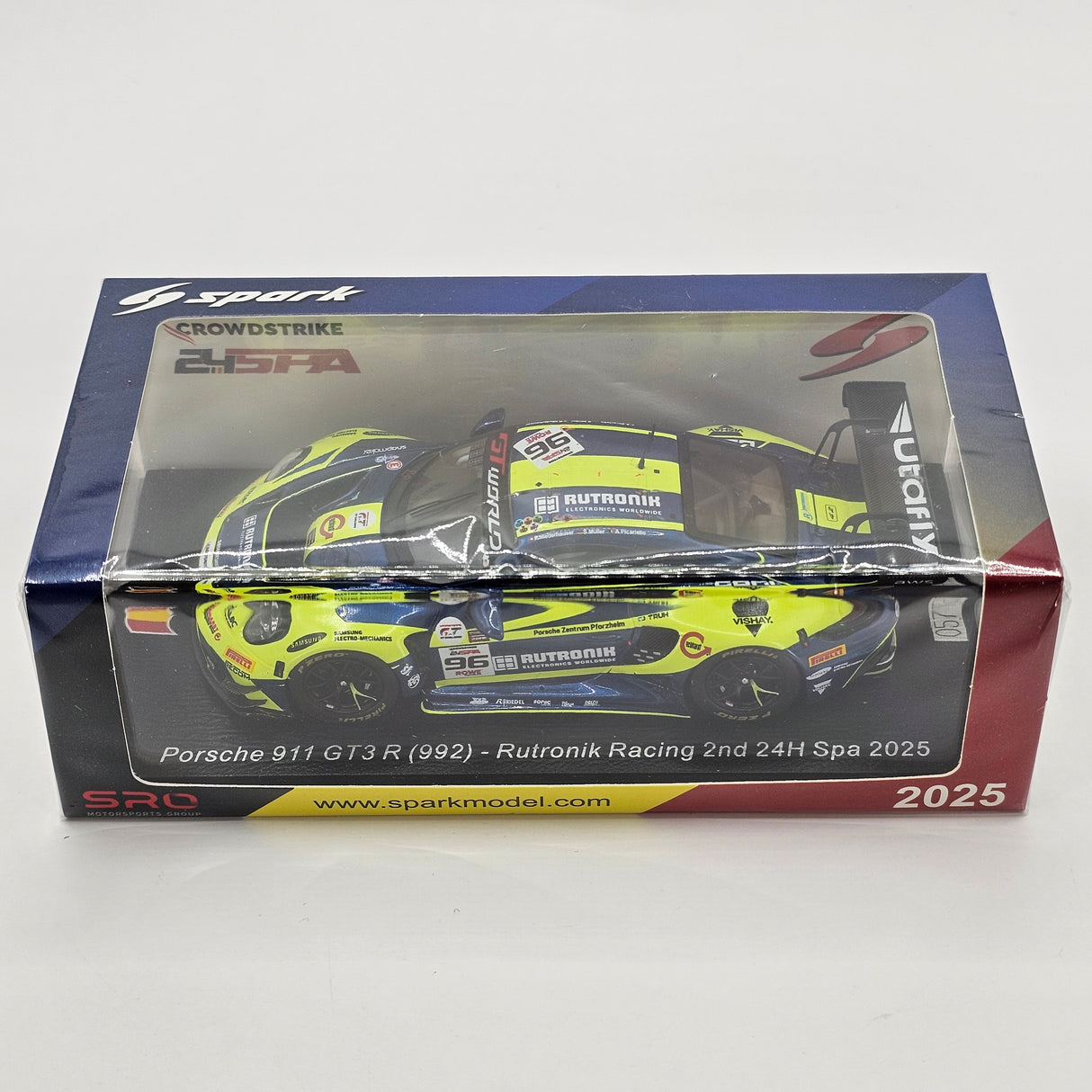 Spark Porsche 911 GT3 R (992) #96 Rutronik Racing 2nd 24Hrs Spa 2025 1/43 Scale