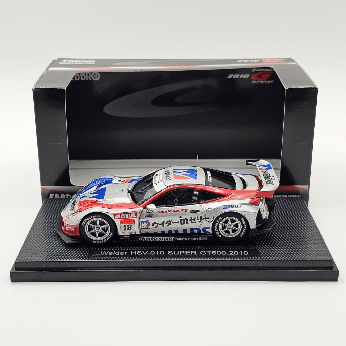 EBBRO Honda HSV-010 #18 Weider Honda Racing Super GT 2010 Champions 1/43 Scale