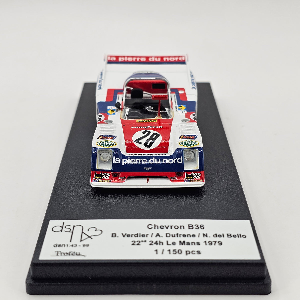 Trofeu DSN Chevron B36 #28 Société Racing Organisation Course 24Hrs Le Mans 1979 1/43 Scale