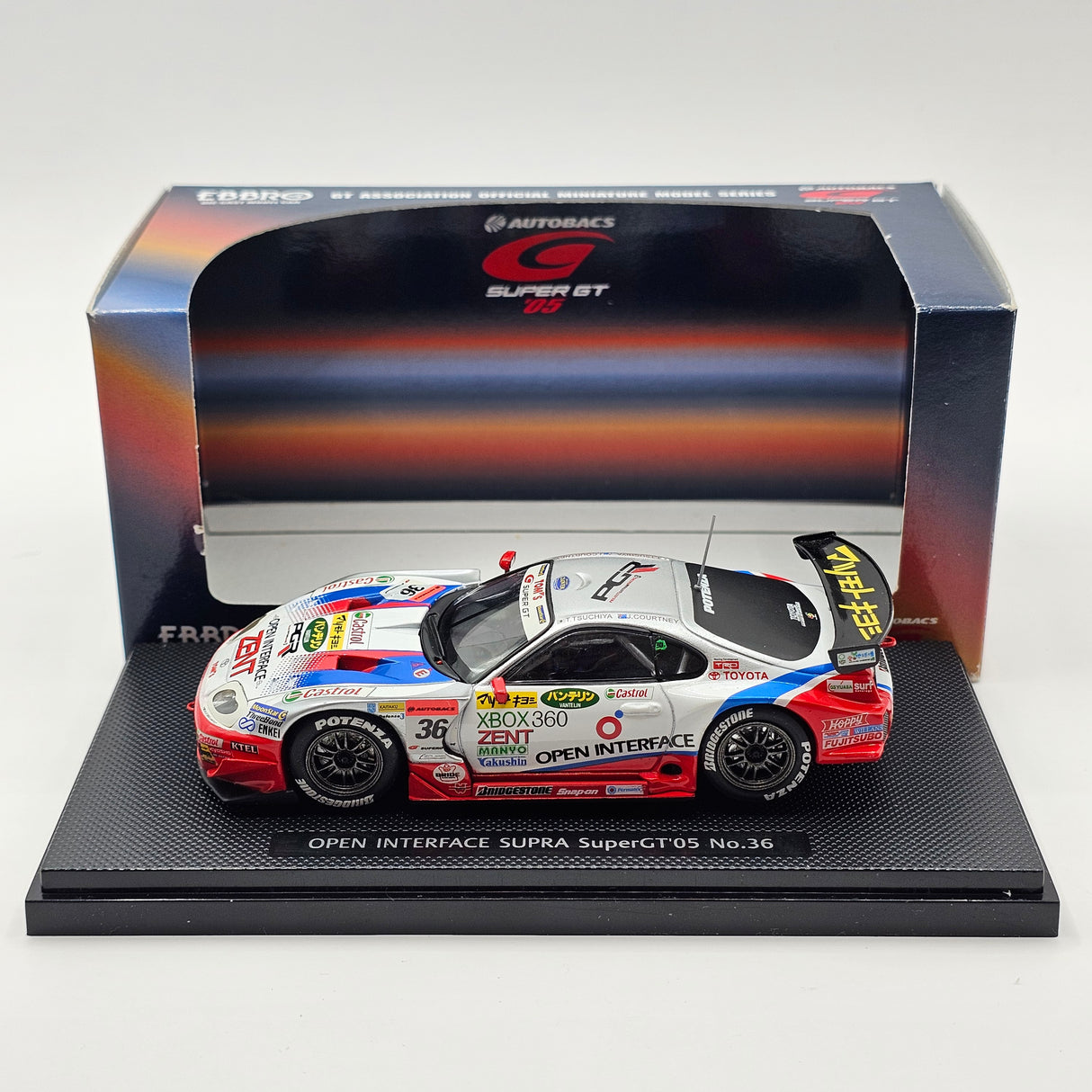 EBBRO Toyota Supra #36 Open Interface Tom's Super GT GT500 2005 1/43 Scale