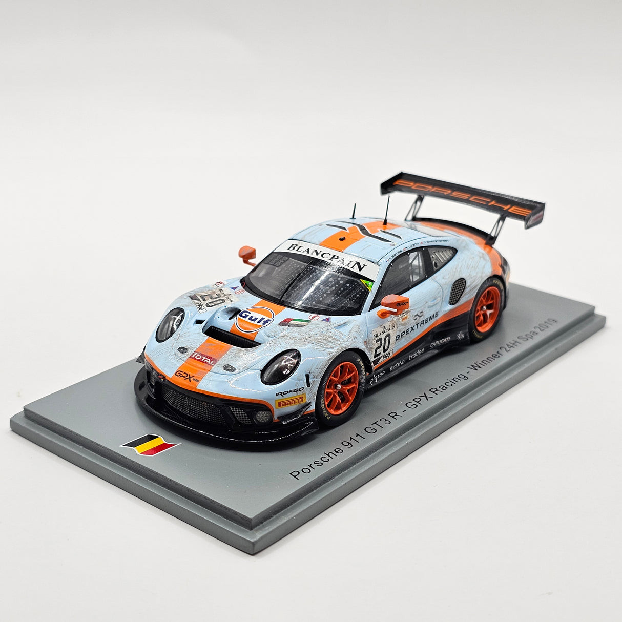 Spark Porsche 911 GT3R #20 GPX Racing 24Hrs Spa 2019 Winner Weathered 1/43 Scale