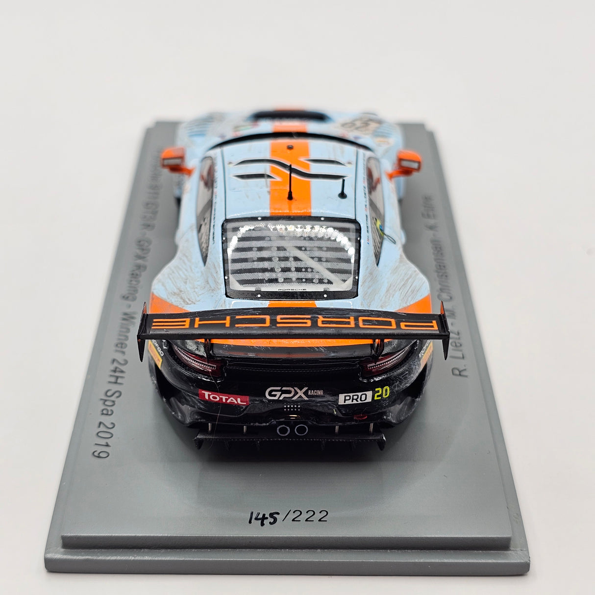 Spark Porsche 911 GT3R #20 GPX Racing 24Hrs Spa 2019 Winner Weathered 1/43 Scale
