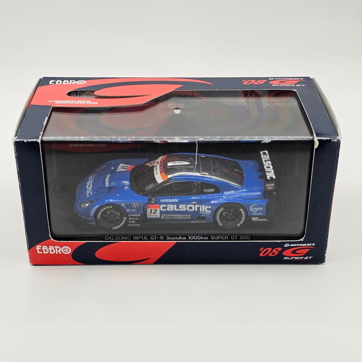 EBBRO Nissan GT-R #12 Calsonic Impul Super GT GT500 Suzuka 1000KM 2008 1/43 Scale