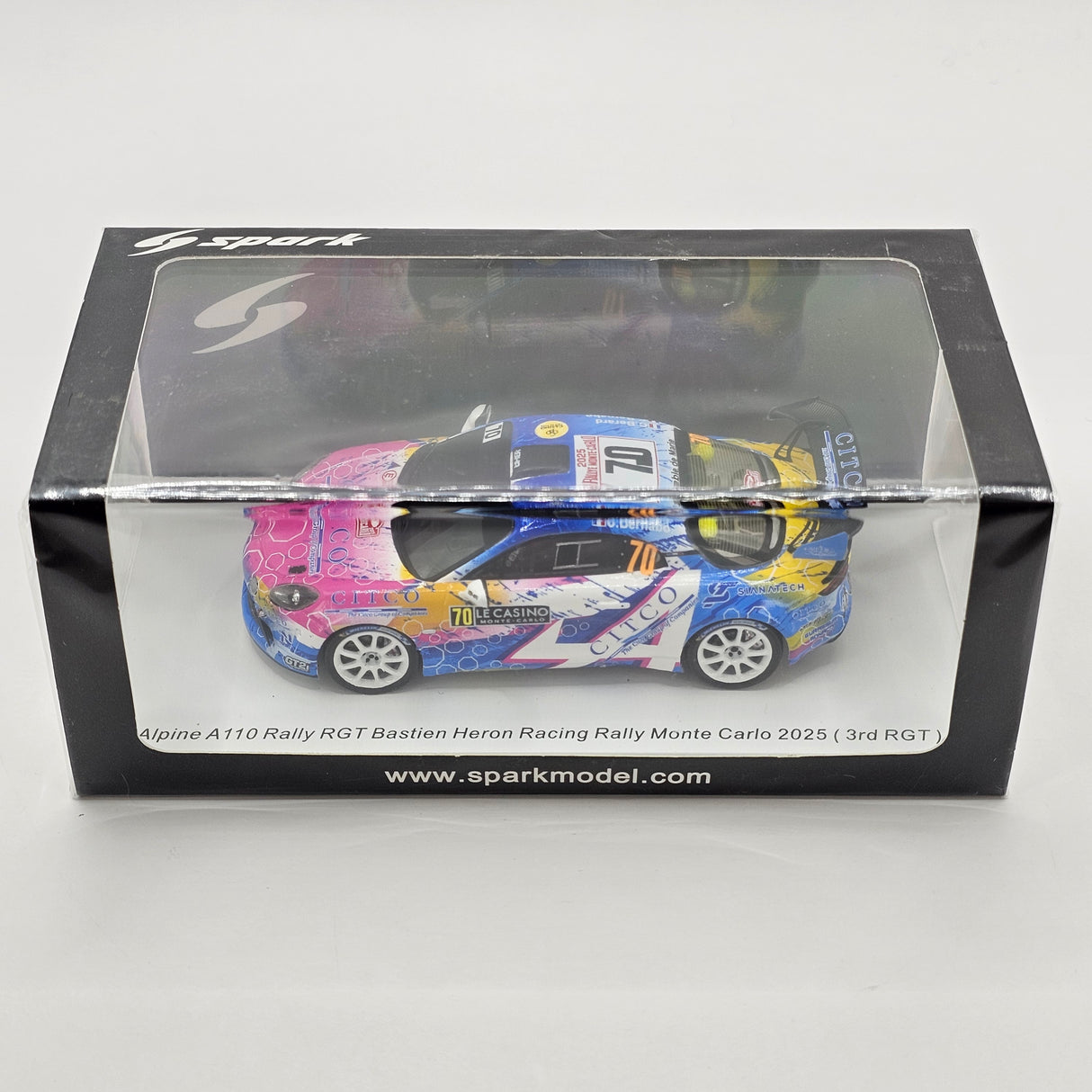 Spark Alpine A110 Rally RGT #70 Bastien Heron Racing Rally Monte Carlo 2025 1/43 Scale