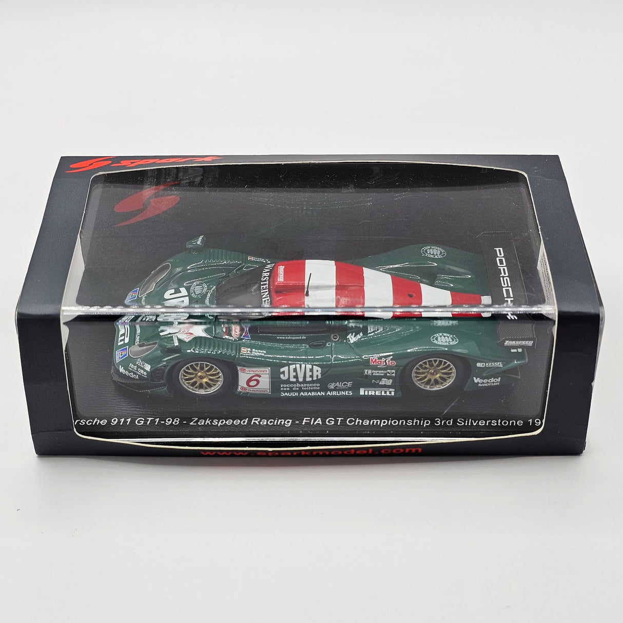 Spark Porsche 911 GT1 #6 Zakspeed Racing 3rd Silverstone 500KM 1998 1/43 Scale