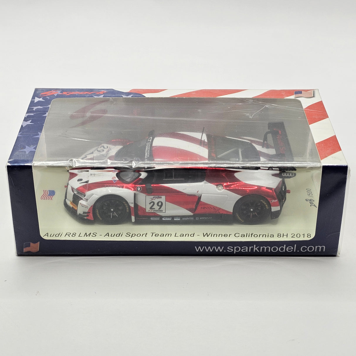 Spark Audi R8 LMS GT3 #29 Audi Sport Team Land Winner 8Hrs California 2018 1/43 Scale