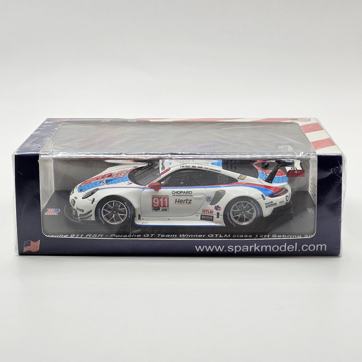 Spark Porsche 911 RSR #911 Porsche Team Winner GTLM 12Hrs Sebring 2019 1/43 Scale