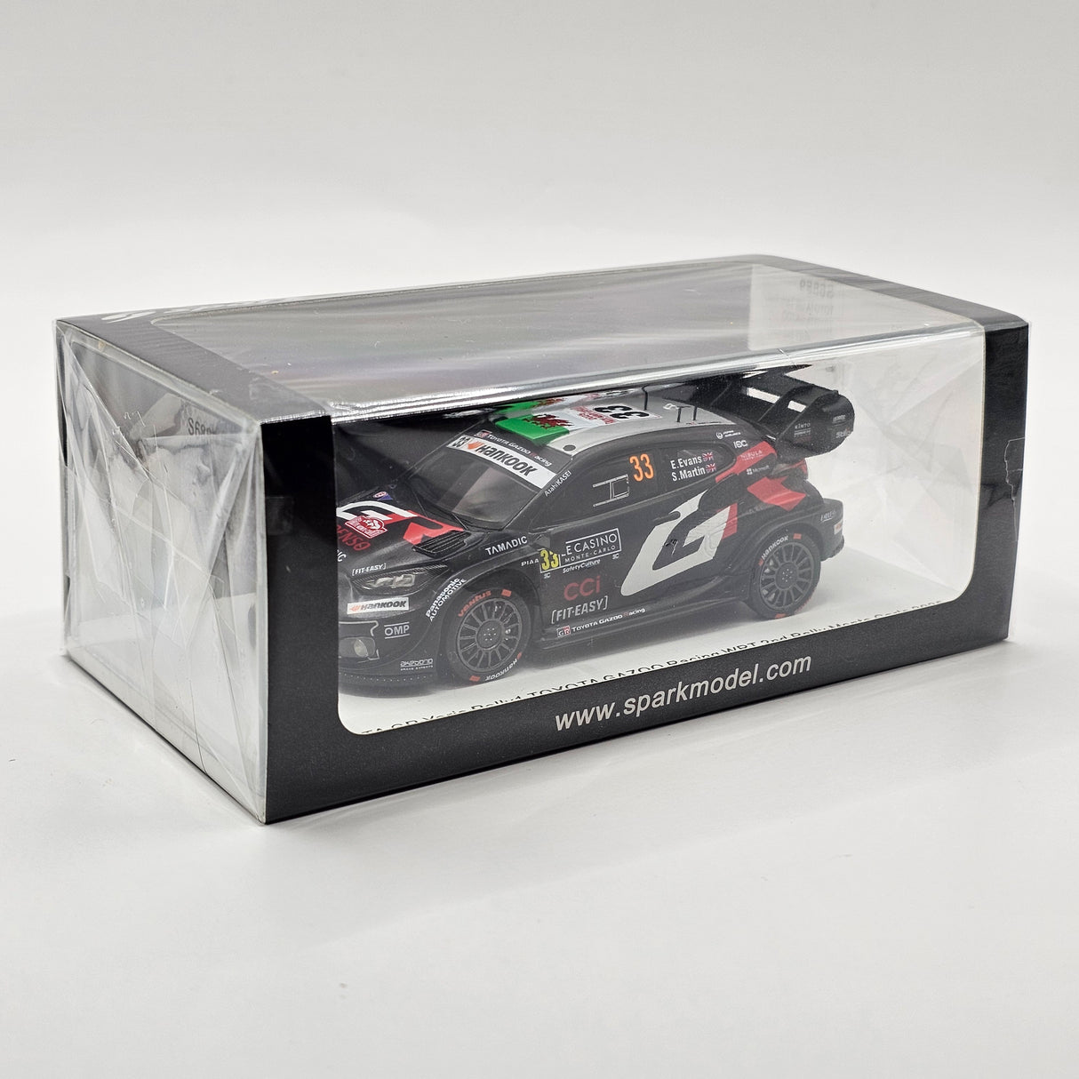 Spark Toyota GR Yaris Rally1 #33 Evans/Martin 2nd Rally Monte Carlo 2025 1/43 Scale