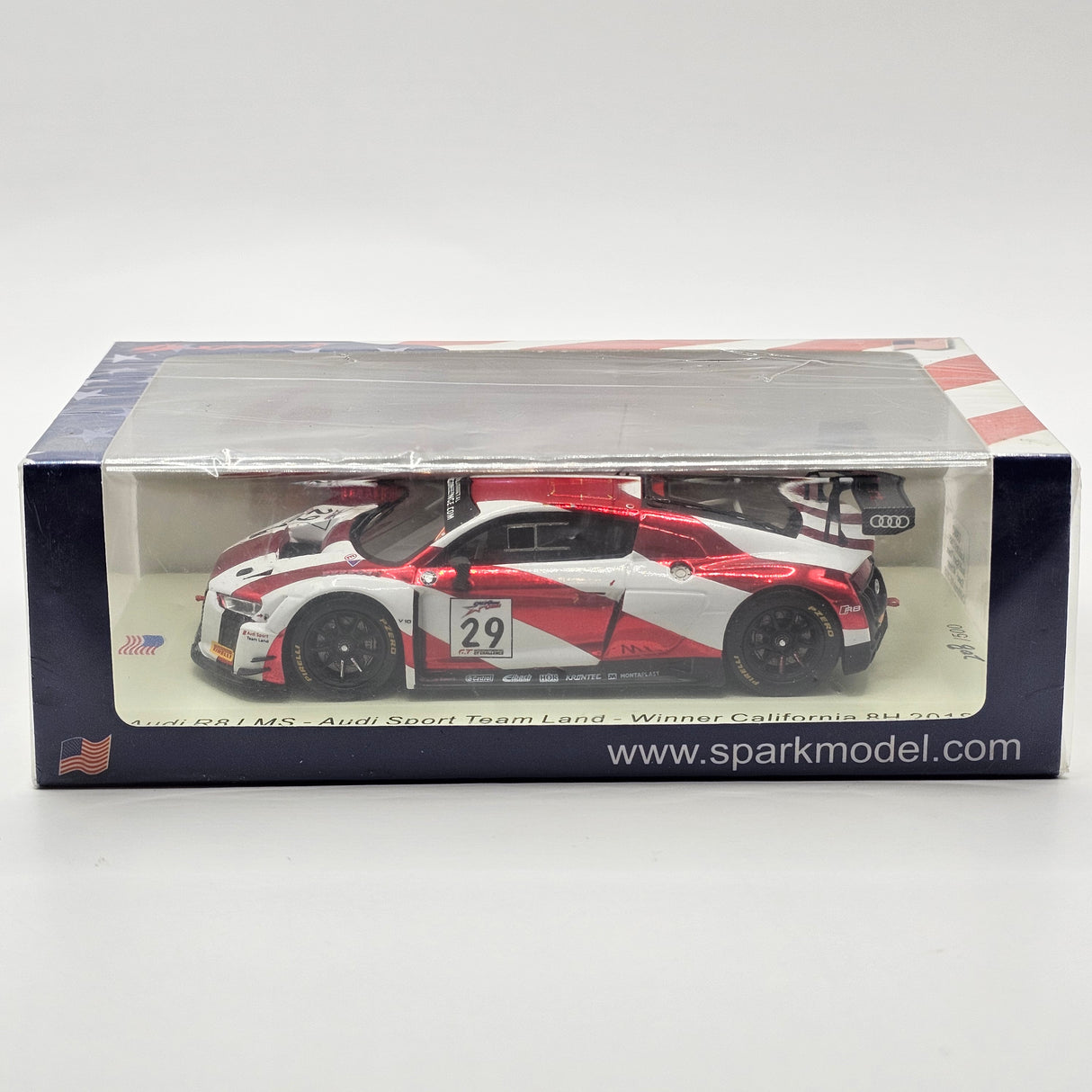 Spark Audi R8 LMS GT3 #29 Audi Sport Team Land Winner 8Hrs California 2018 1/43 Scale
